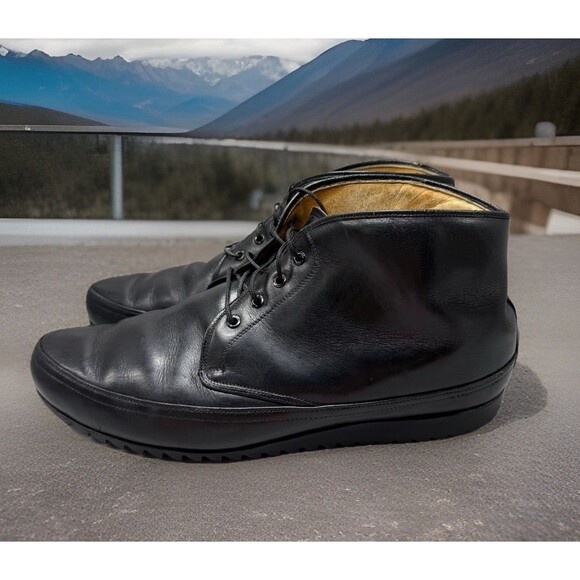 Vintage Men’s Leather Boots Size 11.5 M Black Lace Up Classic Made In Italy main image 10